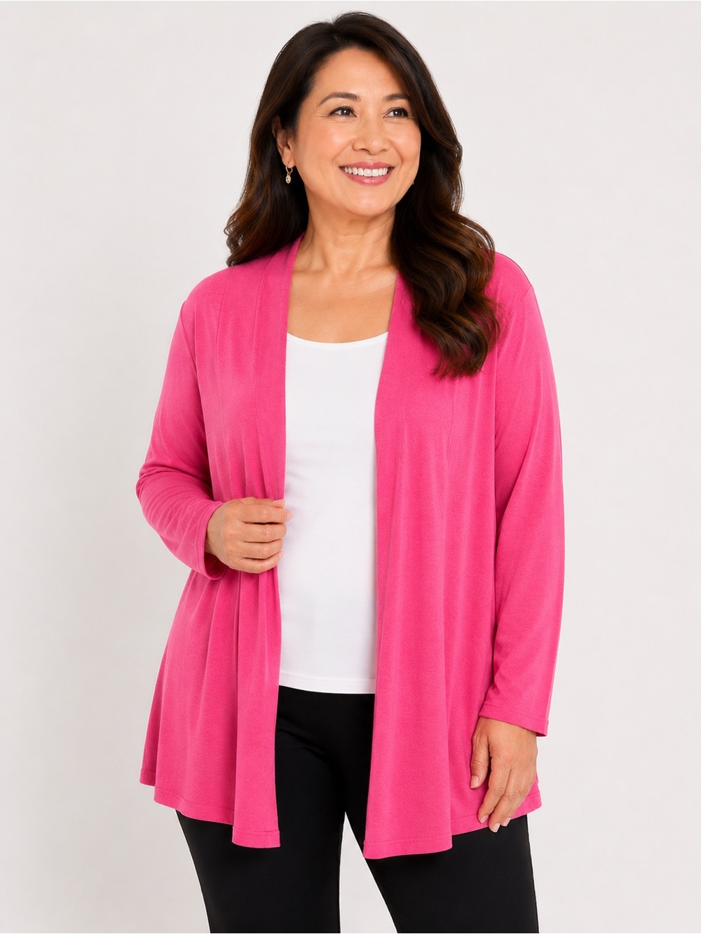 J. Jill 100% Merino wool light Open-Front Cardigan‎ in Bright Pink XL
